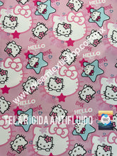 Cargar imagen en el visor de la galería, Microfibra Antifluidos Rígido Kitty Estrella fondo rosa
