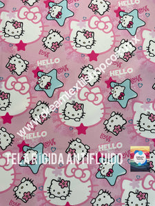 Microfibra Antifluidos Rígido Kitty Estrella fondo rosa