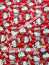 Cargar imagen en el visor de la galería, Microfibra Antifluidos Rígido Kitty Fondo rojo
