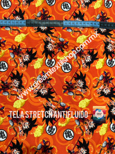 Microfibra Stretch Antifluidos Dragon Ball fondo naranja
