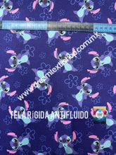 Cargar imagen en el visor de la galería, Microfibra Antifluidos Rígido Stitch fondo azul flor
