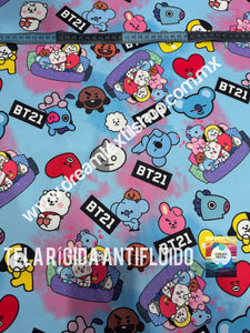 Microfibra Antifluidos Rígido BT21 fondo azul