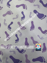 Cargar imagen en el visor de la galería, Microfibra Stretch Antifluidos Pies fondo lila
