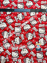 Cargar imagen en el visor de la galería, Microfibra Stretch Antifluidos Kitty fondo rojo
