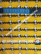 Cargar imagen en el visor de la galería, Microfibra Antifluidos Rígido Snoopy fondo amarillo
