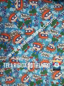 Microfibra Antifluidos Rígido Rugrats Carlitos fondo azul