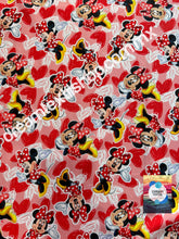 Cargar imagen en el visor de la galería, Microfibra Stretch Antifluidos minnie corazon rojo
