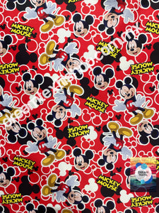 Microfibra Stretch Antifluidos Mickey fondo rojo orejas