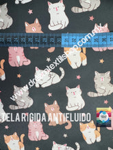 Cargar imagen en el visor de la galería, Microfibra Antifluidos Rígido Gatitos Estrella

