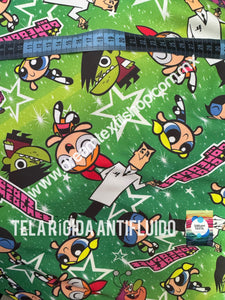 Microfibra Antifluidos Rígido Chicas Superpoderosas y villanos fondo verde