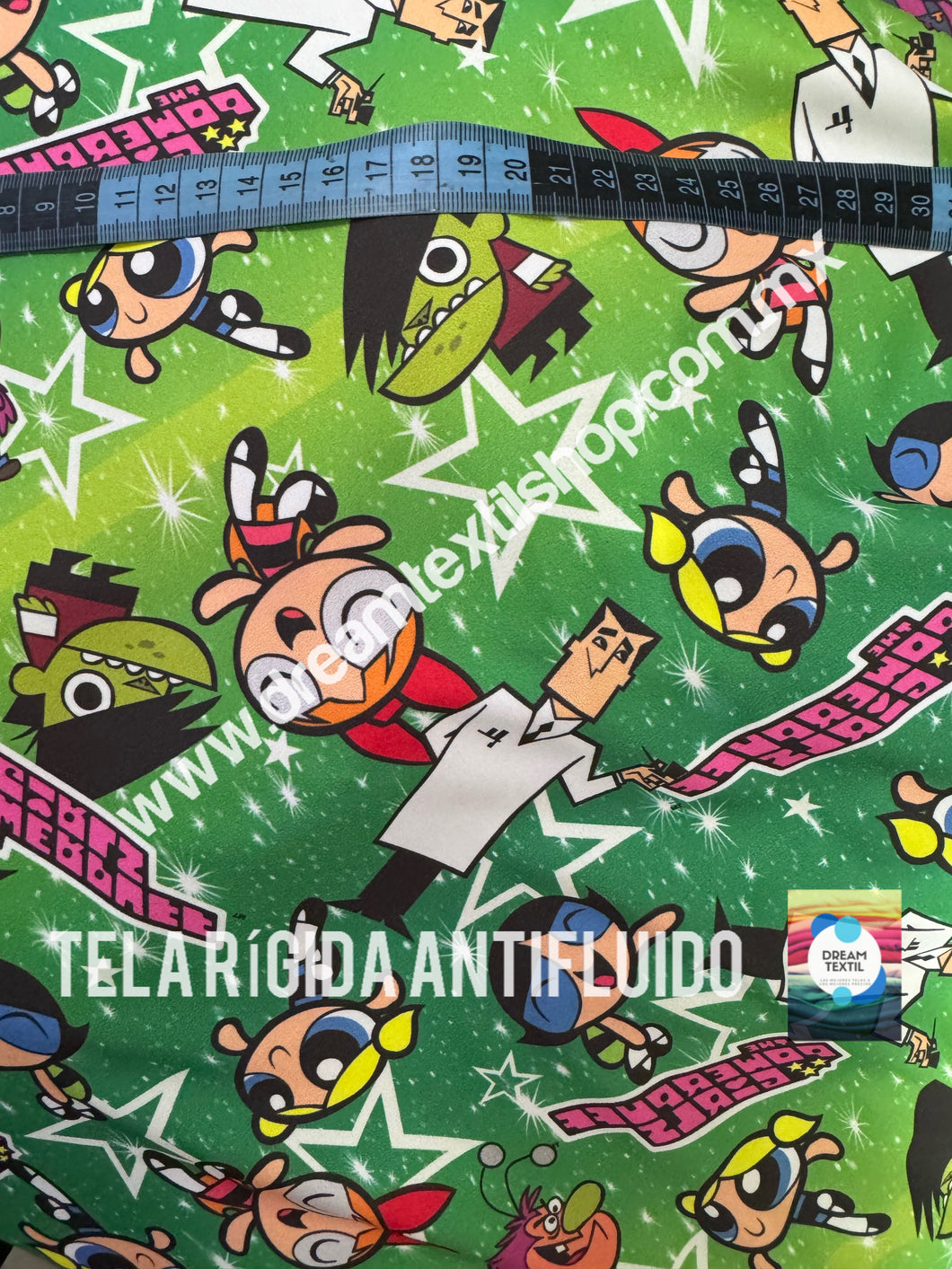 Microfibra Antifluidos Rígido Chicas Superpoderosas y villanos fondo verde