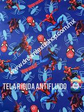 Cargar imagen en el visor de la galería, Microfibra Antifluidos Rígido Spiderman fondo azul
