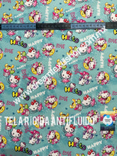 Cargar imagen en el visor de la galería, Microfibra Antifluidos Rígido Kitty Happy Aqua
