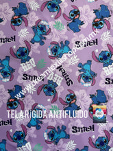 Cargar imagen en el visor de la galería, Microfibra Antifluidos Rígido Stitch Hey fondo lila
