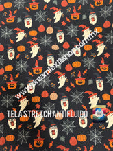 Cargar imagen en el visor de la galería, Microfibra Stretch Antifluidos Halloween Calabazas Fantasmita

