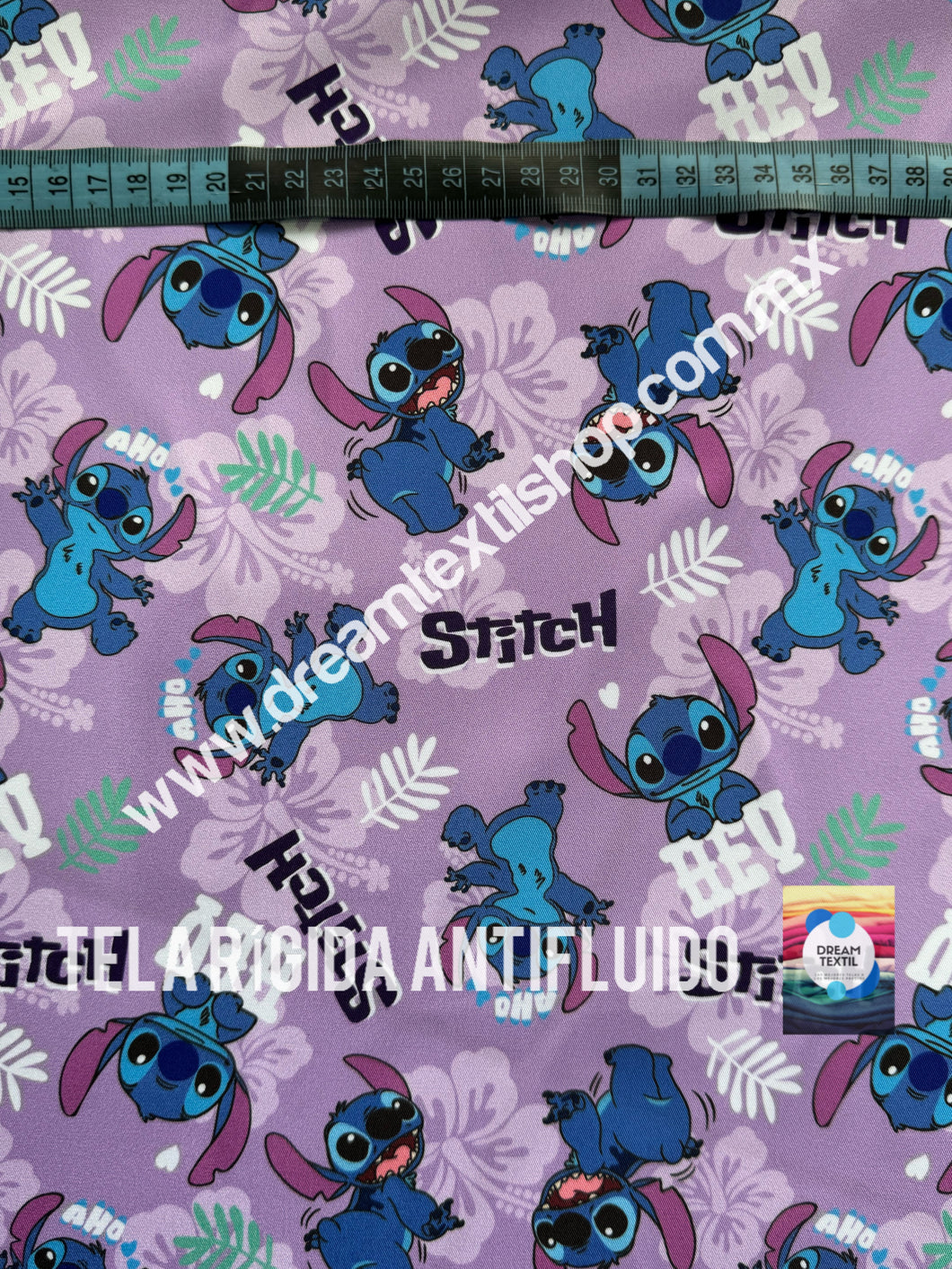 Microfibra Antifluidos Rígido Stitch Hey fondo lila