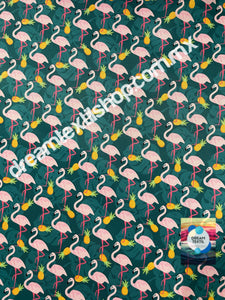 Microfibra Stretch Antifluidos Flamingos piñas