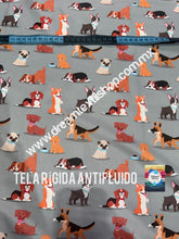 Cargar imagen en el visor de la galería, Microfibra Antifluidos Rígido Perritos fondo gris
