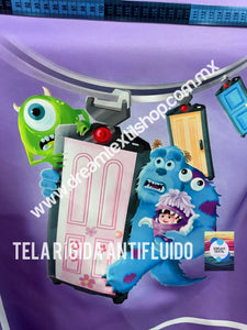 Microfibra Antifluidos Rígido Monster Inc sully, mike y boo door cap  (48 x 48cm centrado 20cm)