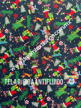 Cargar imagen en el visor de la galería, Microfibra Antifluidos Rígido Grinch Dulce fondo azul
