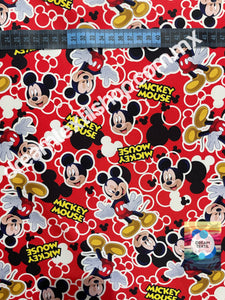 Microfibra Stretch Antifluidos Mickey fondo rojo orejas