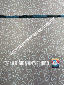Microfibra Antifluidos Rígido Corazones Fondo beige