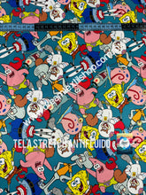 Cargar imagen en el visor de la galería, Microfibra Stretch Antifluidos Bob Esponja fondo aqua
