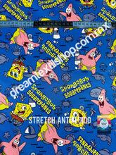 Cargar imagen en el visor de la galería, Microfibra Stretch Antifluidos Bob esponja fondo azul
