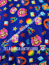 Cargar imagen en el visor de la galería, Microfibra Antifluidos Rígido Winnie Pooh fondo azul cubos
