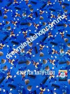 Microfibra Stretch Antifluidos Sonic fondo azul