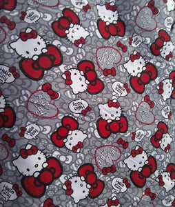 Chifon Estampado Kitty fondo gris