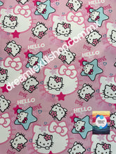 Cargar imagen en el visor de la galería, Microfibra Stretch Antifluidos Kitty Estrella fondo rosa
