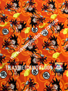 Microfibra Stretch Antifluidos Dragon Ball fondo naranja