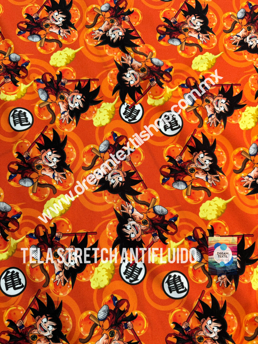 Microfibra Stretch Antifluidos Dragon Ball fondo naranja