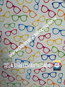 Microfibra Stretch Antifluidos Lentes colores encontrados fondo blanco