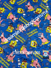 Cargar imagen en el visor de la galería, Microfibra Stretch Antifluidos Bob esponja fondo azul
