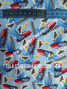 Microfibra Stretch Antifluidos Cars fondo azul