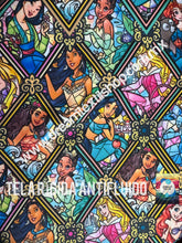 Cargar imagen en el visor de la galería, Microfibra Antifluidos Rígido Princesas Disney Vitrales
