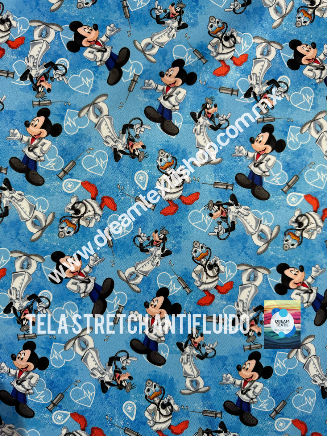 Microfibra Stretch Antifluidos Mickey y Goofy Doctor