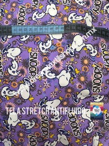 Microfibra Stretch Antifluidos Snoopy fondo lila