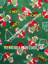 Cargar imagen en el visor de la galería, Microfibra Antifluidos Rígido Grinch xmas fondo verde
