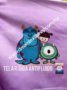 Microfibra Antifluidos Rígido Monster Inc Boo,sully y mike cap (48 x 48cm centrado 20cm)