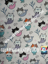 Cargar imagen en el visor de la galería, Microfibra Antifluidos Rígido Gatitos Sirena
