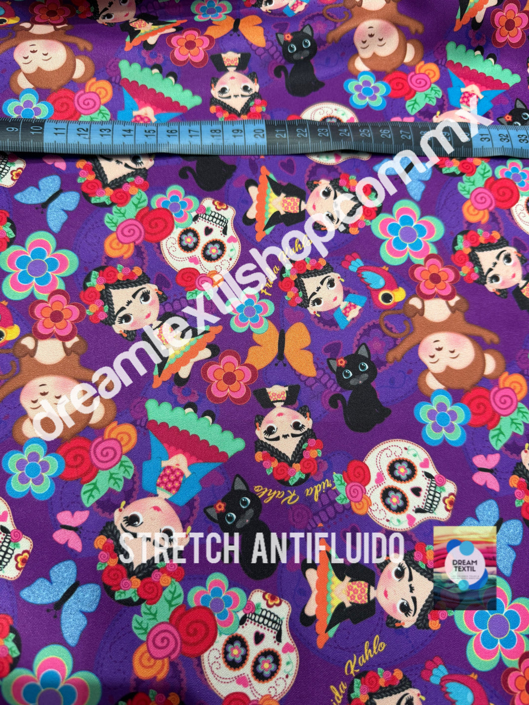 Microfibra Stretch Antifluidos Frida fondo morado
