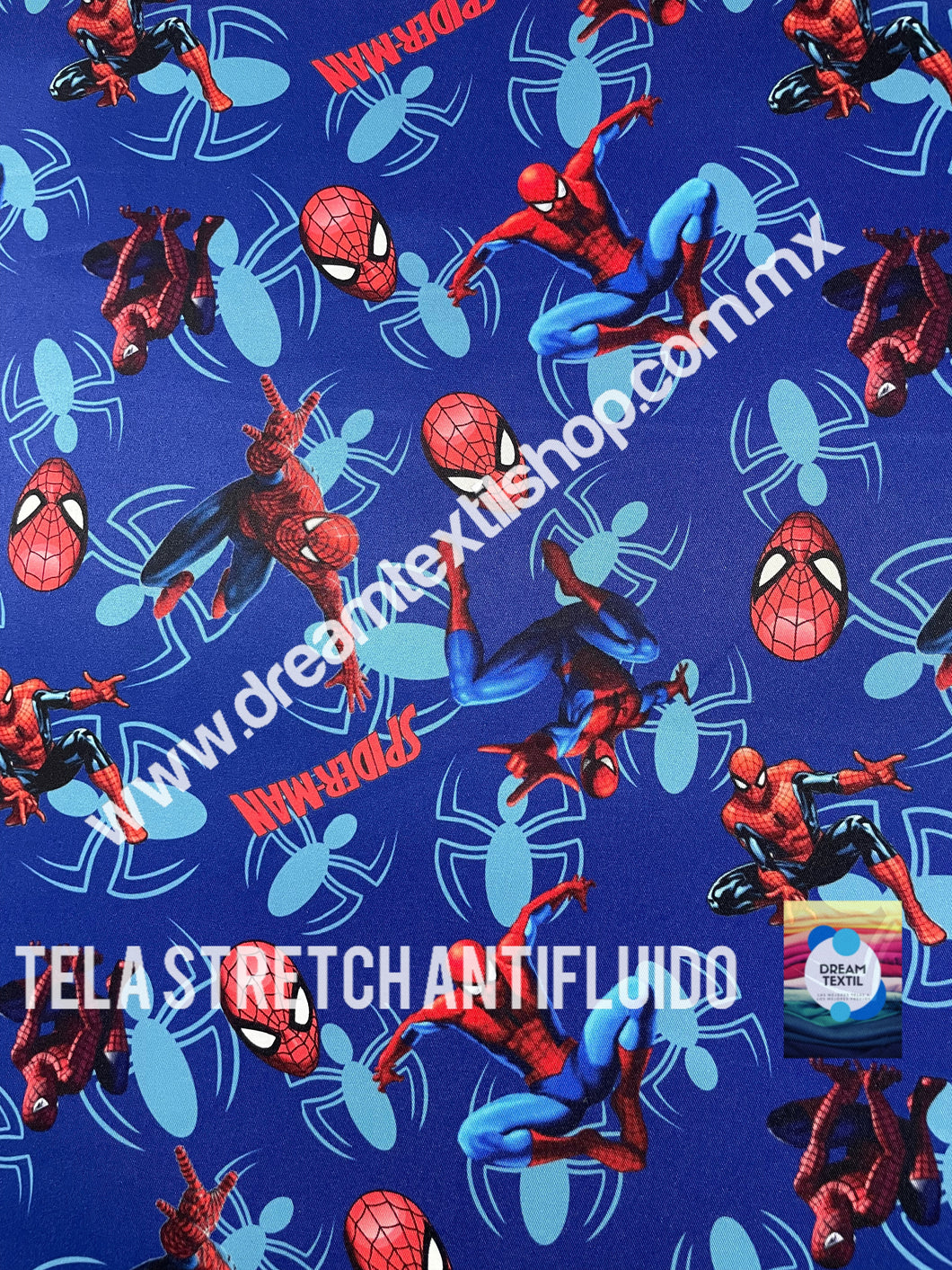 Microfibra Stretch Antifluidos Spiderman fondo azul