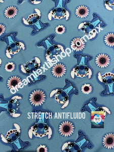 Microfibra Stretch Antifluidos Stitch fondo azul