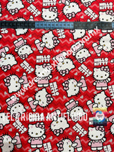 Cargar imagen en el visor de la galería, Microfibra Antifluidos Rígido Kitty Fondo rojo

