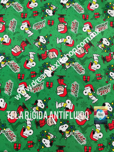 Microfibra Antifluidos Rígido Snoopy Navidad fondo verde