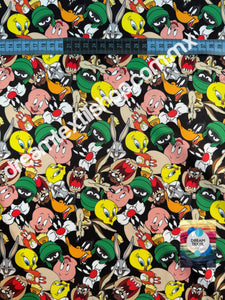 Microfibra Stretch Antifluidos Looney tunes fondo negro