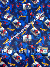 Cargar imagen en el visor de la galería, Microfibra Antifluidos Rígido Spiderman wall fondo azul

